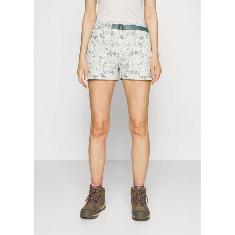 Athleta Trekkie North‎ Shorts Grey Floral Print Belted Hiking Size 6 Pull On